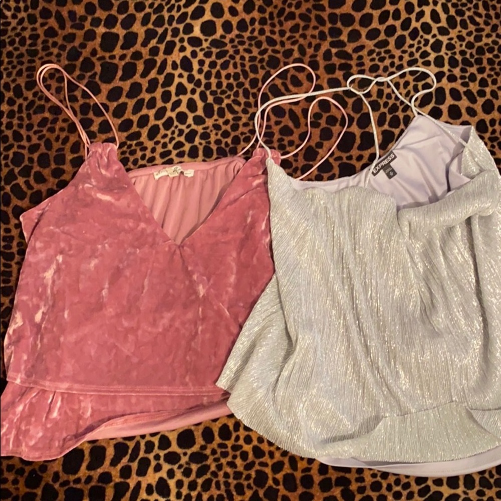 Pink and silver Express Tank Tops